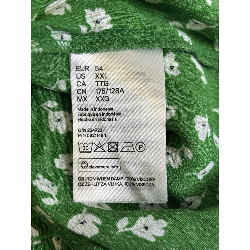 H & M Puff Slve Green With White Flowers Lg Slv Too Women’s 2XL - Picture 6 of 7